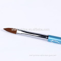 Bright Blue Metal Handle And Diamond Decoration Pure round Shape Kolinsky Hair Nail Art Acrylic Brush For Nail Manicure